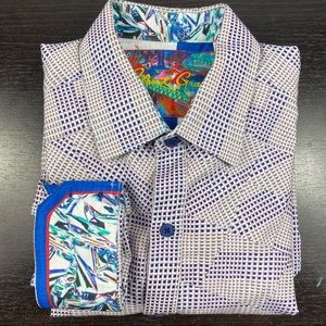 Robert Graham M purple geometric button up shirt
